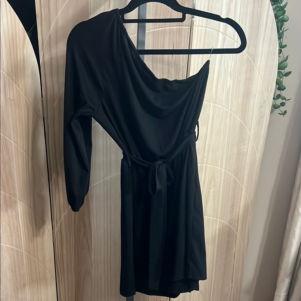 Black Asymmetrical Tie Front Sundress
